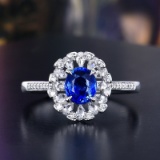 14k Gold 0.92 Ctw Natural Sapphire & Diamond Ring