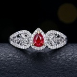 14k Gold 0.49 Ctw Natural Ruby & Diamond Ring