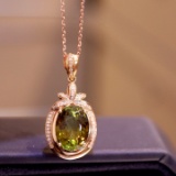 14k Gold 5.02 Ct Natural Tourmaline & Diamond Pendant