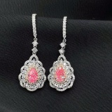 14k Gold 2.36 Ctw Natural Pink Diamond & Diamond Earrings