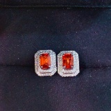 14k Gold 1.73 Ctw Natural Sapphire & Diamond Earrings