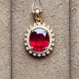 14k Gold 2.16 Ctw Natural Tourmaline & Diamond Pendant