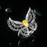 14k Gold 2.42 Ctw Natural Yellow Diamond & Diamond Ring/brooch/pendant