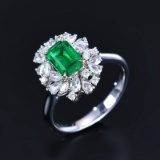 14k Gold 1.66 Ctw Vivid Green Natural Emerald & Diamond Ring/pendant