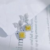 14k Gold 2.11 Ctw Natural Yellow Diamond & Diamond Earrings