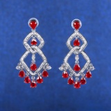 14k Gold 4.62 Ctw Natural Ruby & Diamond Earrings