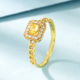 14k Gold 0.34 Ctw Natural Yellow Diamond & Diamond Ring