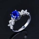 14k Gold 2.86 Ctw Natural Sapphire & Diamond Ring