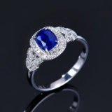 14k Gold 1.22 Ctw Natural Sapphire & Diamond Ring