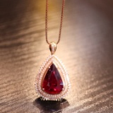 14k Gold 6.9 Ct Natural Tourmaline & Diamond Pendant