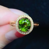 14k Gold 2.4 Ct Natural Tourmaline & Diamond Ring