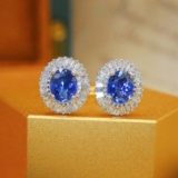 14k Gold 1.57 Ctw Natural Sapphire & Diamond Earrings