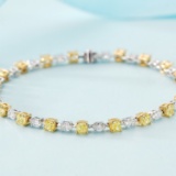 14k Gold 4.28 Ctw Natural Yellow Diamond & Diamond Bracelet