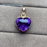 14k Gold 16.56 Ctw Natural Amethyst & Diamond Pendant