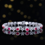 14k Gold 5.72 Ctw Natural Ruby & Sapphire Bracelet