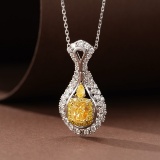 14k Gold 1.68 Ctw Natural Yellow Diamond & Diamond Pendant