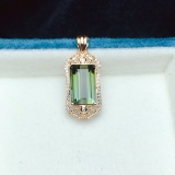 14k Gold 3.35 Ct Natural Tourmaline & Diamond Pendant