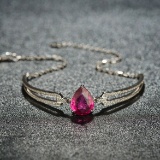 14k Gold 2.14 Ctw Natural Tourmaline & Diamond Bracelet