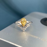 14k Gold 0.42 Ctw Natural Yellow Diamond & Diamond Ring