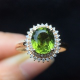 14k Gold 2 Ct Natural Tourmaline & Diamond Ring