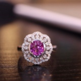 14k Gold 1.28 Ct Natural Sapphire & Diamond Ring
