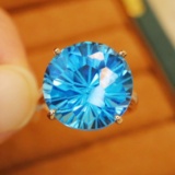 14k Gold 12.78 Ctw Natural Topaz & Diamond Ring