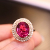 14k Gold 3.42 Ct Natural Tourmaline & Diamond Ring