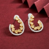 14k Gold 1.77 Ctw Natural Yellow Diamond & Diamond Earrings