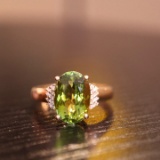 14k Gold 4 Ct Natural Tourmaline & Diamond Ring