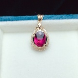 14k Gold 2.3 Ct Natural Tourmaline & Diamond Pendant