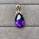 14k Gold 14.32 Ctw Natural Amethyst & Diamond Pendant