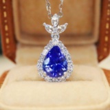 14k Gold 1.99 Ctw Natural Sapphire & Diamond Pendant