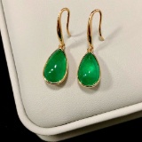 14k Gold 7.46 Ct Vivid Green Natural Emerald Earrings