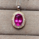 14k Gold 2.95 Ctw Natural Tourmaline & Diamond Pendant