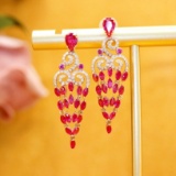 14k Gold 2.09 Ctw Vivid Red Natural Ruby & Diamond Earrings