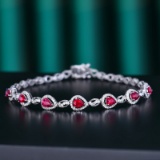 14k Gold 1.65 Ctw Natural Ruby & Diamond Bracelet
