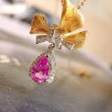 14k Gold 1.19 Ctw Natural Sapphire & Diamond Pendant