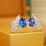 14k Gold 1.35 Ctw Natural Sapphire & Diamond Earrings