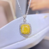 14k Gold 1.36 Ctw Natural Yellow Diamond & Diamond Necklace