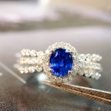 14k Gold 1.22 Ctw Natural Sapphire & Diamond Ring