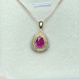 14k Gold 1.25 Ct Natural Tourmaline & Diamond Pendant