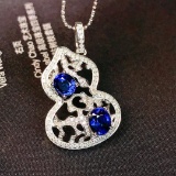14k Gold 1.48 Ctw Vivid Blue Natural Sapphire & Diamond Pendant