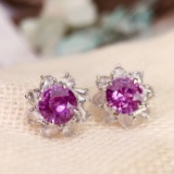 14k Gold 1.97 Ctw Natural Sapphire & Diamond Earrings