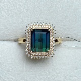 14k Gold 4.16 Ctw Natural Tourmaline & Diamond Ring