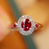 14k Gold 0.67 Ctw Natural Ruby & Diamond Ring
