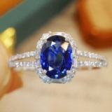 14k Gold 1.16 Ctw Natural Sapphire & Diamond Ring