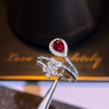 14k Gold 0.84 Ctw Natural Ruby & Diamond Ring