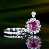 14k Gold 1.57 Ctw Natural Ruby & Diamond Ring/pendant