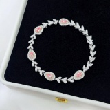 14k Gold 1.92 Ctw Natural Pink Diamond & Diamond Bracelet