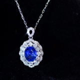 14k Gold 1.82 Ctw Natural Sapphire & Diamond Necklace
